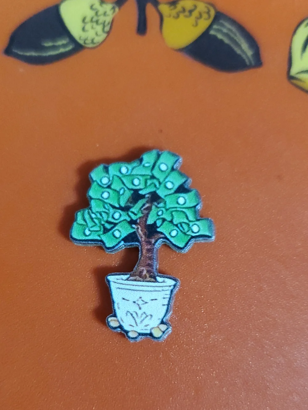 Green Potted Money Tree Acrylic Pin